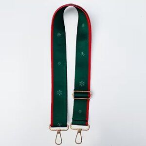 Green & Red Purse Strap or Shoulder Bag Strap Snowflake Print